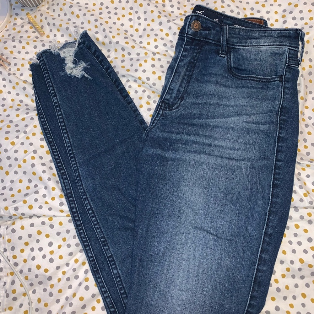 Distressed high rise skinny jeans from hollister